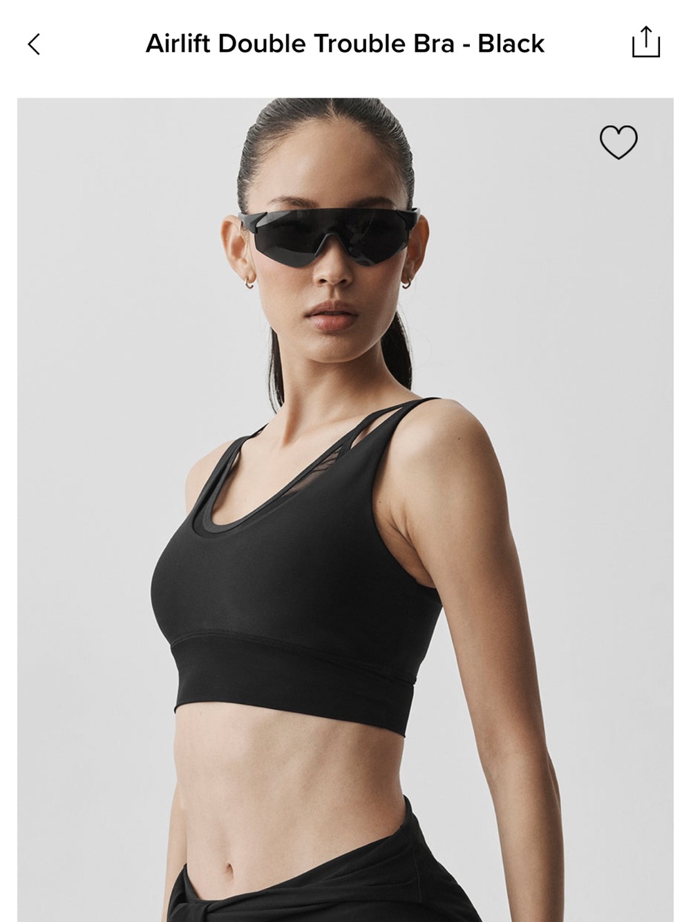 EUC ALO Airlift Double Trouble Bra - Black sz XS